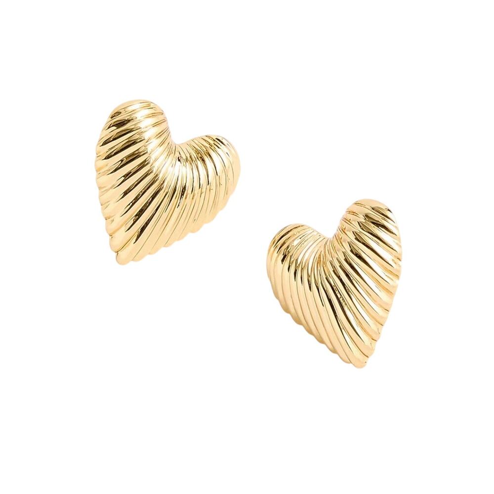 NWT JCrew Heart Stud Earrings in Rich Gold